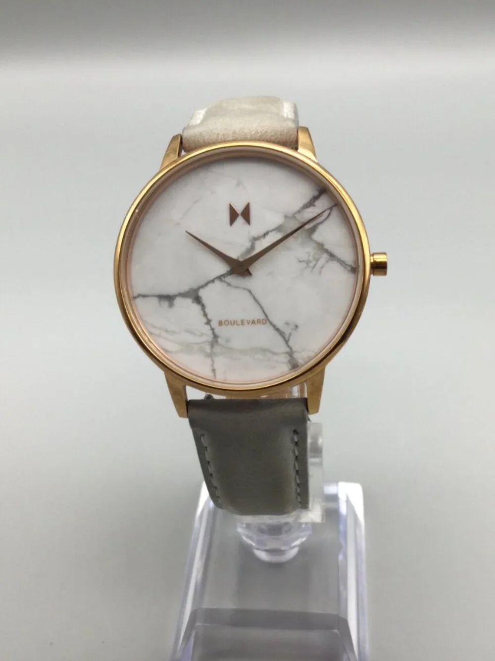MVMT Boulevard Beverly Marble Womens Watch Rose Gold Tone Leather New Battery